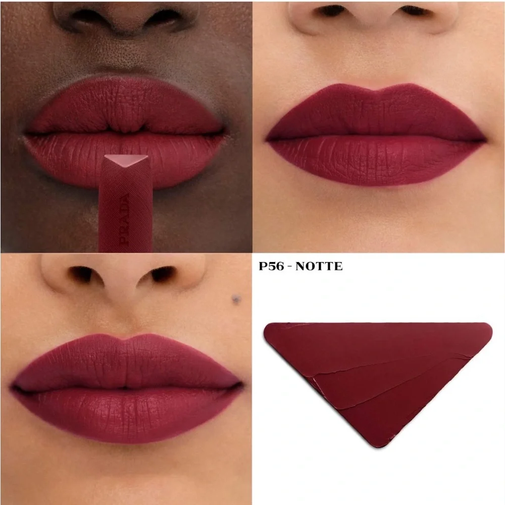 Prada🤍 Monochrome Hyper Matte Mini Lipstick P56 Notte Deep Berry NIB